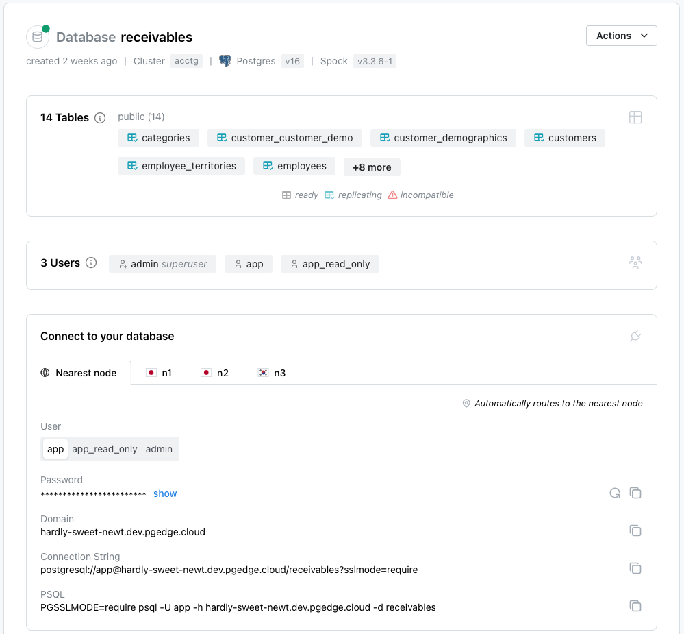 pgEdge Database Console